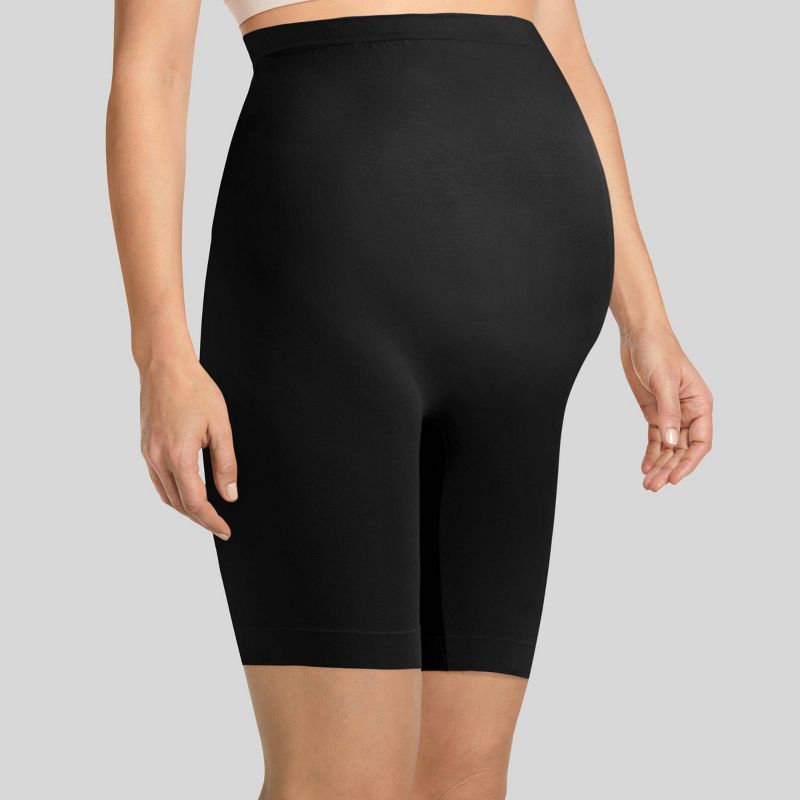 Jockey Generation™ Maternity Over-the-Belly Slipshorts - Black 1X/2X: Nylon Modal Spandex Knit, Pull-On, Solid Pattern