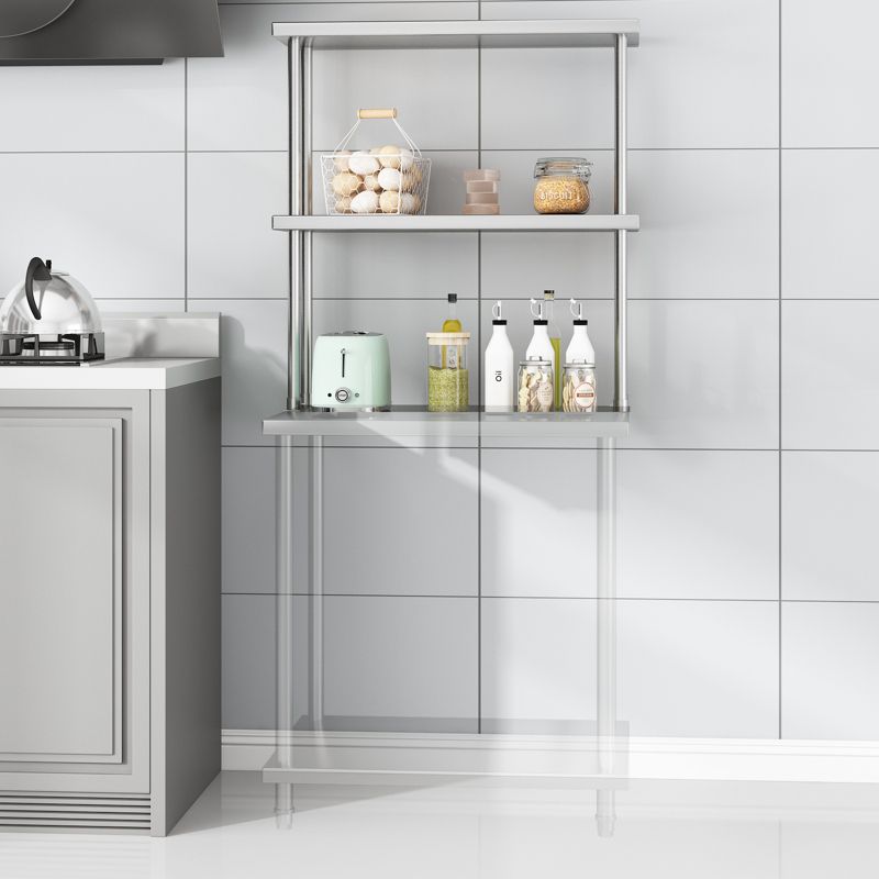 COZONY Stainless Steel Work Table with Overshelves, Heavy Duty Prep Table Kitchen Countertop with Adjustable Storage