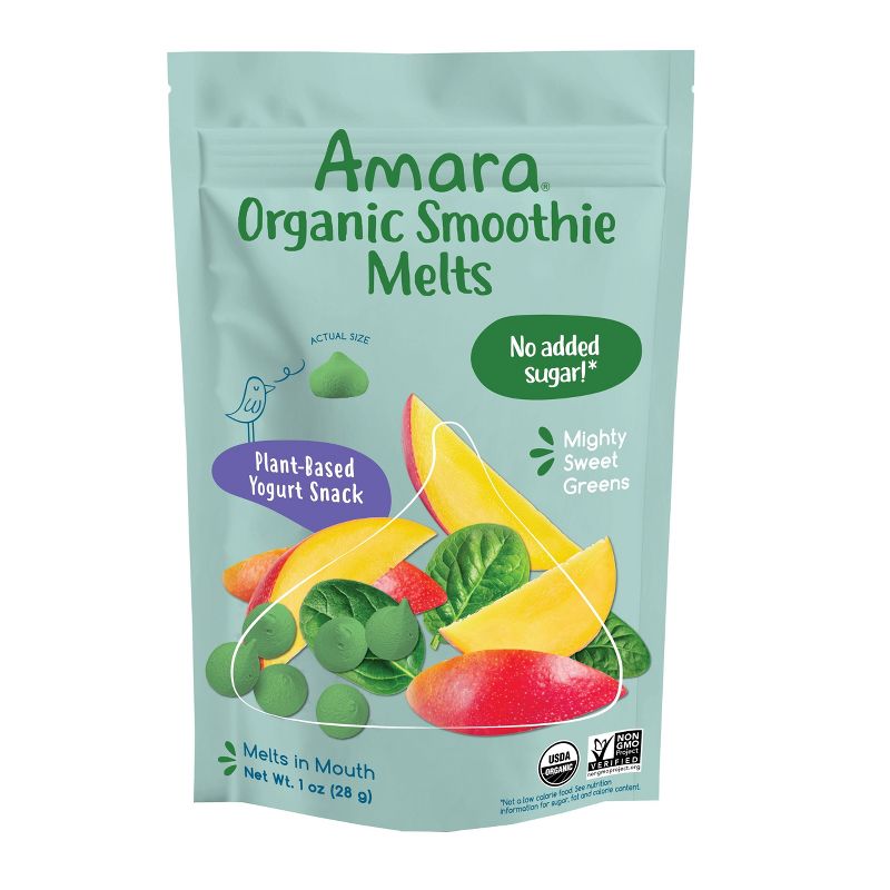 Amara Organic Smoothie Melts Mighty Sweet Greens Non-Dairy Yogurt Baby Snack - 1 oz