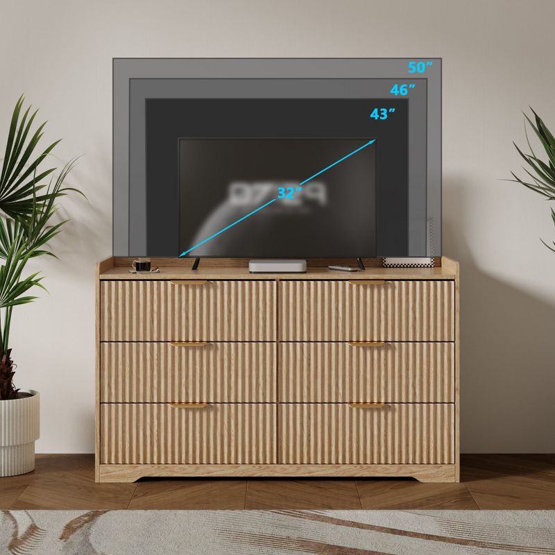 Wide 6 Drawer Dresser Modern Wood Storage Chest of Drawers Heavy Duty Clothing Organizer Bedroom Nursery Furniture Anti Tip Safety