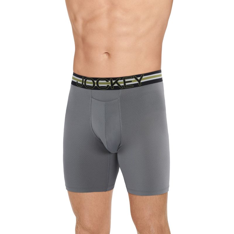 Jockey Sport Men's Stability Pouch Microfiber 9" Long Leg Boxer Brief XL Vulcan