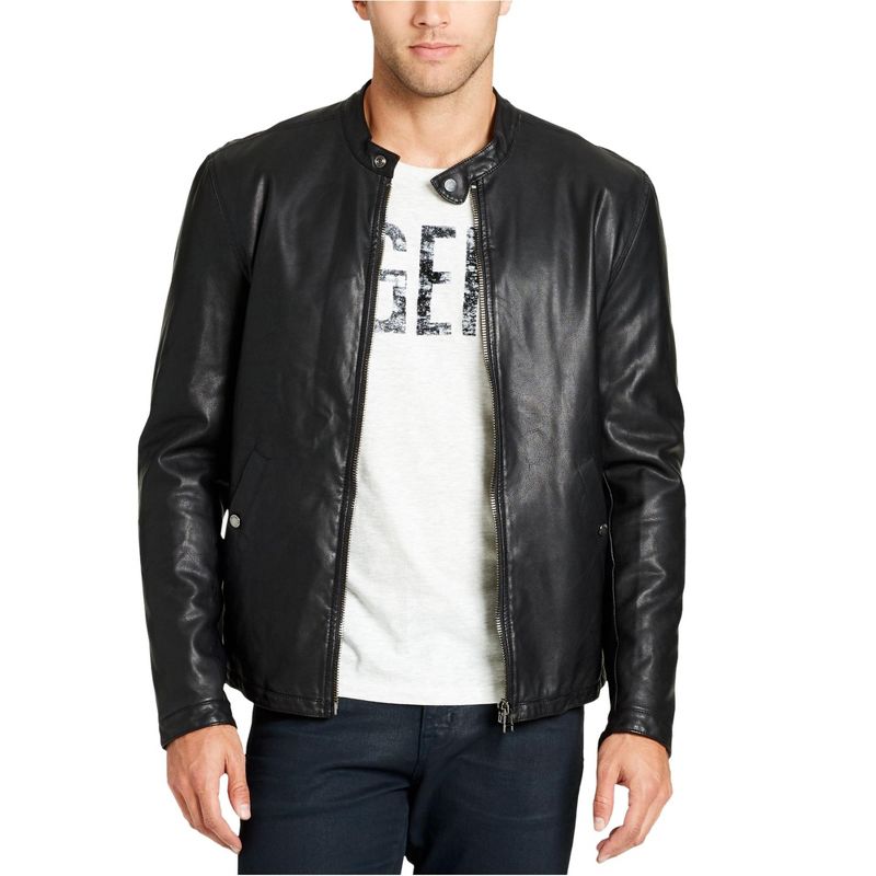 William Rast Mens Salomon Motorcycle Jacket, black, Medium (Regular)