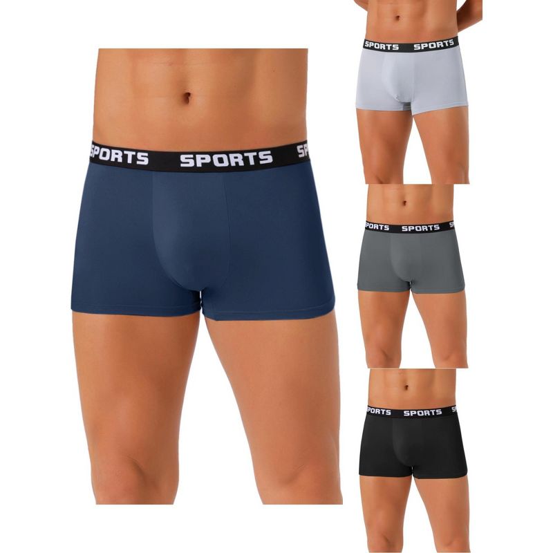INSPIRE CHIC Men's 4 Pack Lightweight Short Leg Stretch Boxer Briefs 1 Black 1 Dark Gray 1 Light Gray 1 Navy Blue 36