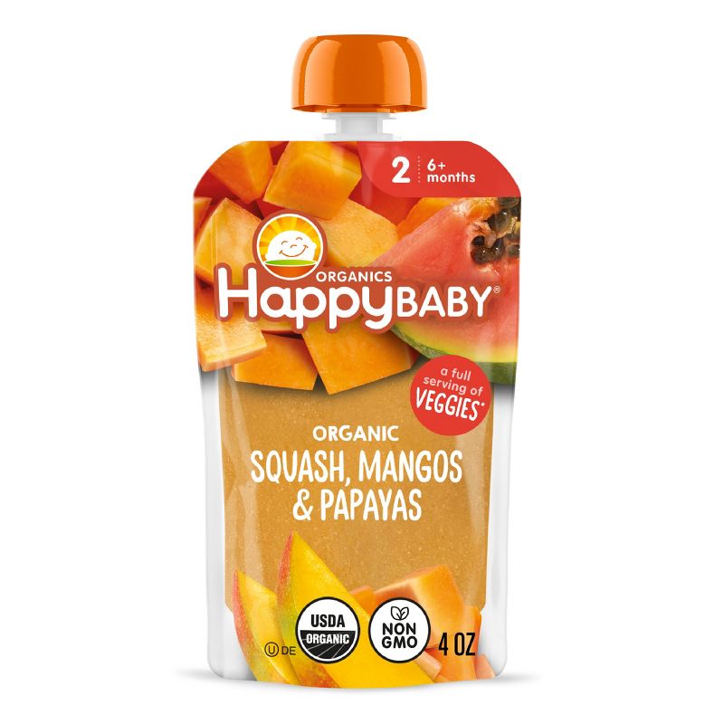 Happy Baby Organic Squash, Mangos & Papayas Baby Food Pouch - 4oz