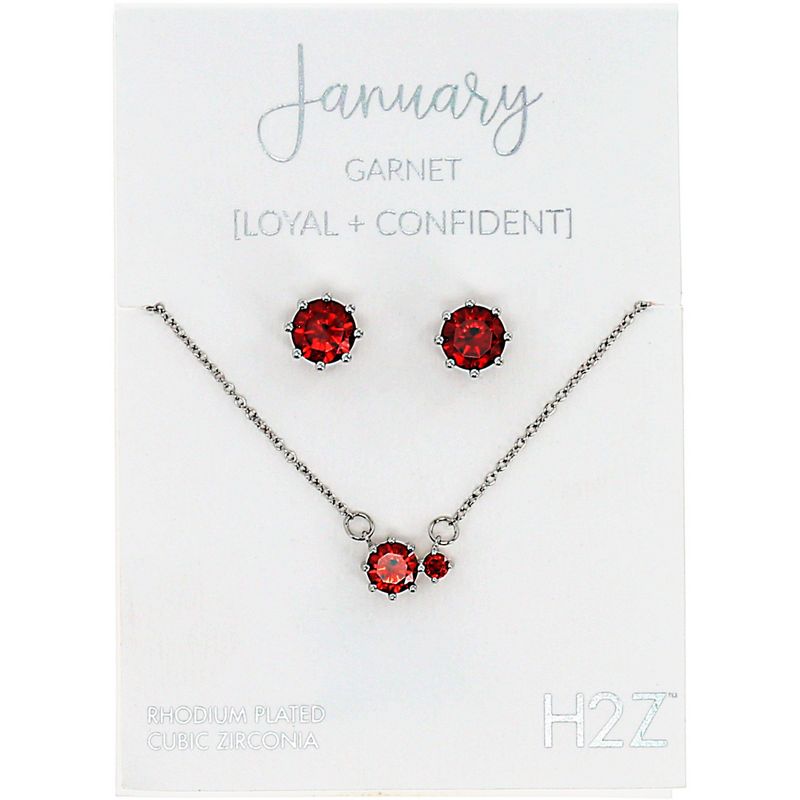 Pavilion Gift Company - January Garnet - 16.5"-18.5" Birthstone Jewelry Gift Set - Necklaces