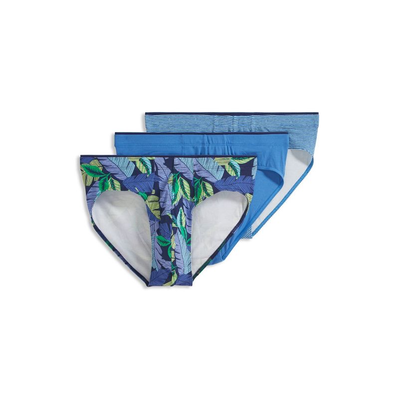 Jockey Men's True Style Bikini - 3 Pack M Fanning Flora/True Blue/Frolic Stripe