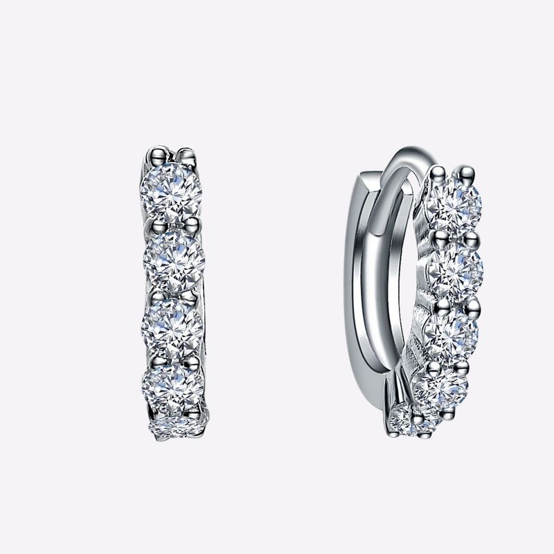 Guili Elegant White Gold Plated Cubic Zirconia Huggie Hoop Earrings Featuring Sleek Stylish Design Perfect for All Occasions and Modern Wear