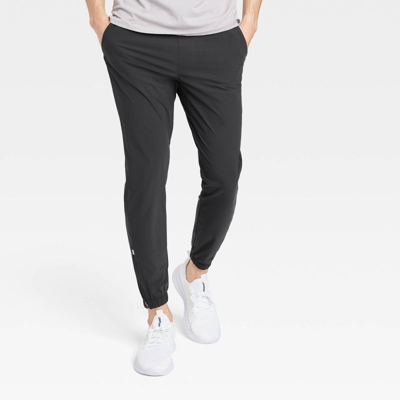 Men's Lightweight Tricot Jogger Pants - All In Motion™ Black M: Moisture Wicking, Quick Dry, 4-Way Stretch, Zippered Pocket