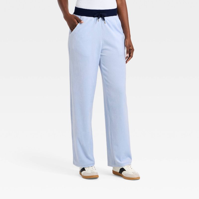 Black History Month Women's High-Rise Velour Joggers - Blue M