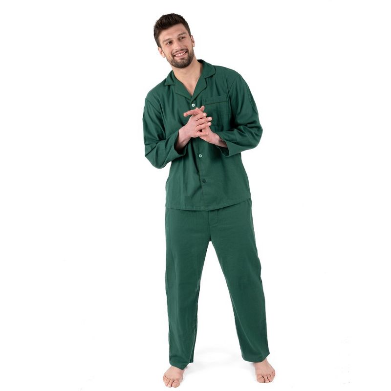 Leveret Mens Two Piece Flannel Pajamas Green XXXL