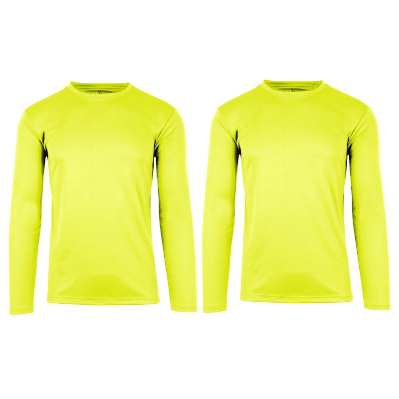 Galaxy By Harvic High Visibility Long Sleeve Moisture-Wicking Quick Dry Performance Crew Neck Tee -2 Pack