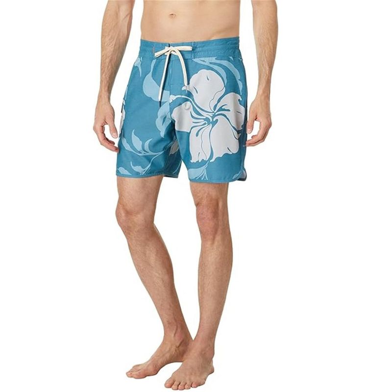 Quiksilver Mens Big Charmer Floral Swim Bottom Board Shorts, darkblue, 38