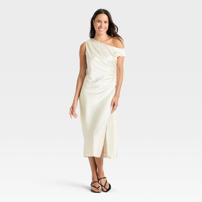 Women's Satin Maxi Dress - A New Day™ Cream S