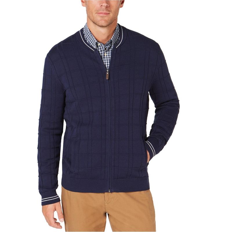 Club Room Mens Zip-Front Cardigan Sweater, navy, Small