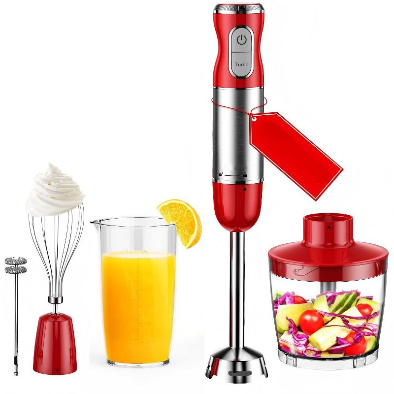 ZACHVO 1100W Immersion Hand Blender, 12-Speed Trigger Control, 5-in-1 Stick Blender with Chopper, Whisk & Frother
