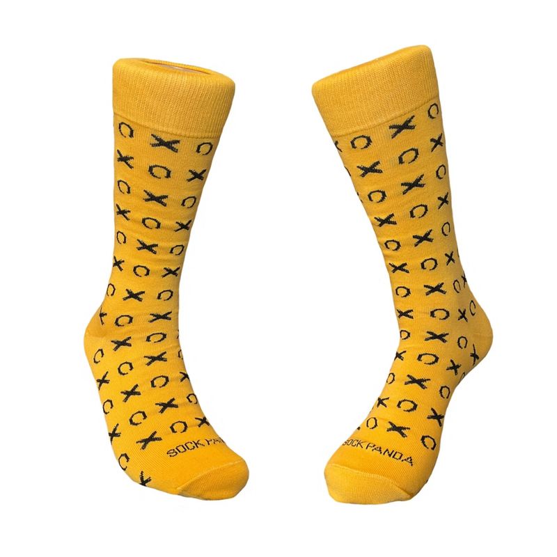 Hugs and Kisses (xoxo) Love Patterned Socks - Men's Sizes, Adult Large/Yellow from the Sock Panda