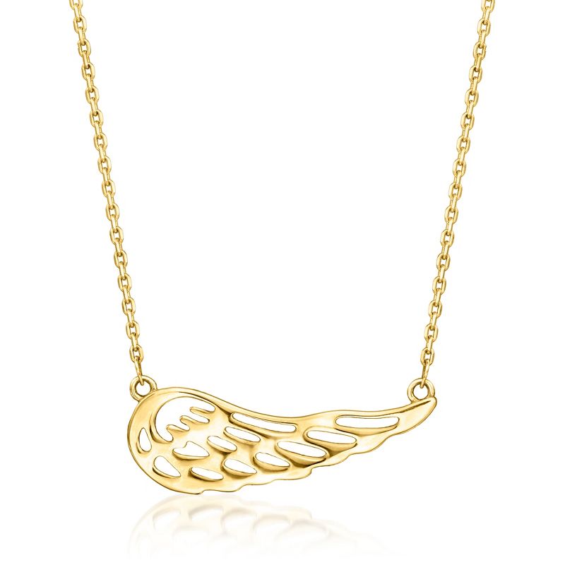 Ross-Simons 10kt Yellow Gold Openwork Angel Wing Necklace Size 18