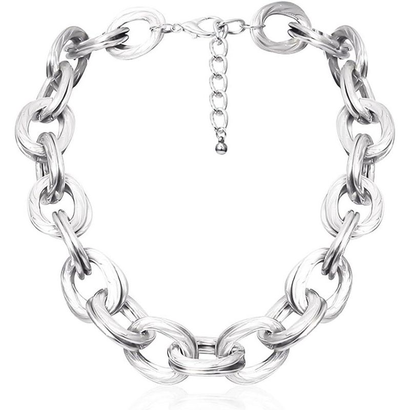 Chunky Choker Necklace Gold Cuban Link Chain Double O Link Necklaces Punk Hip-hop Jewelry for Women Gold One Size