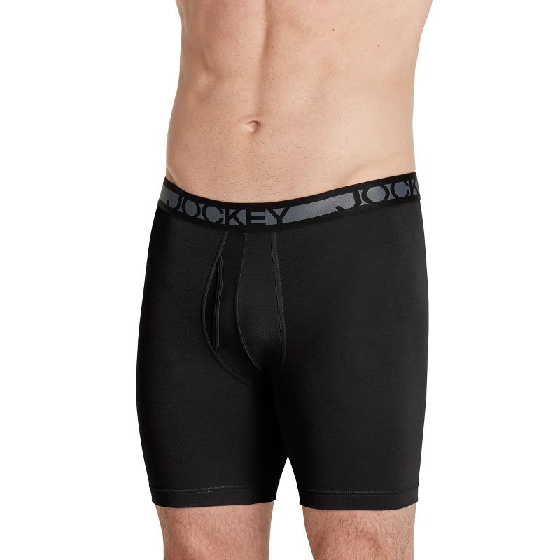 Jockey Sport Men's Cotton Performance 8" Midway Brief S Black