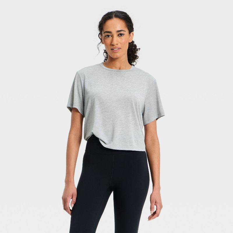 Women's Beyond Ease Short Sleeve Boxy T-Shirt - All In Motion™ Heathered Gray XXL