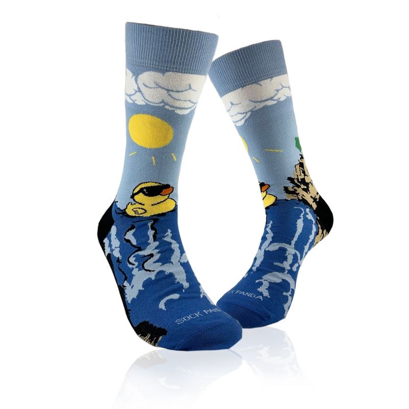 Rubber Duck Swimming Over a Waterfall Socks (Men's Sizes, Adult Large) from the Sock Panda