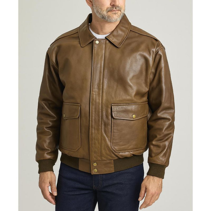 Victory Outfitters Men's Classic Leather Aviator Jacket Brown M