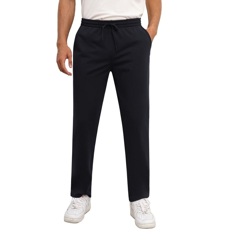 Clearlove Men Jogger Yoga Sweatpants Casual Athletic Fleece Lined Pants with Pockets Black Small