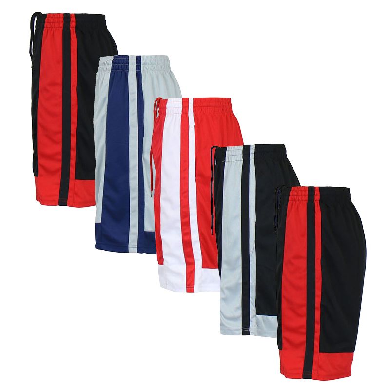 Jump Start Men's 5-Pack Lightweight Breathable Moisture Wicking Mesh Shorts