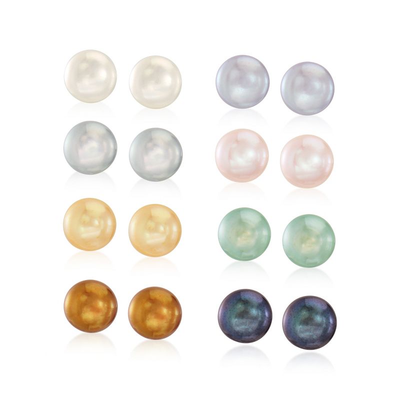 Ross-Simons 8-8.5mm Multicolored Cultured Pearl Jewelry Set: 8 Pairs Of Stud Earrings in Sterling Silver