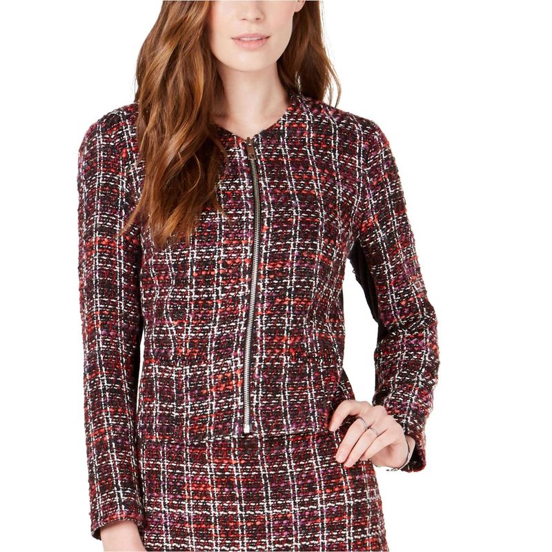 maison Jules Womens Tweed Zip Jacket, black, Medium