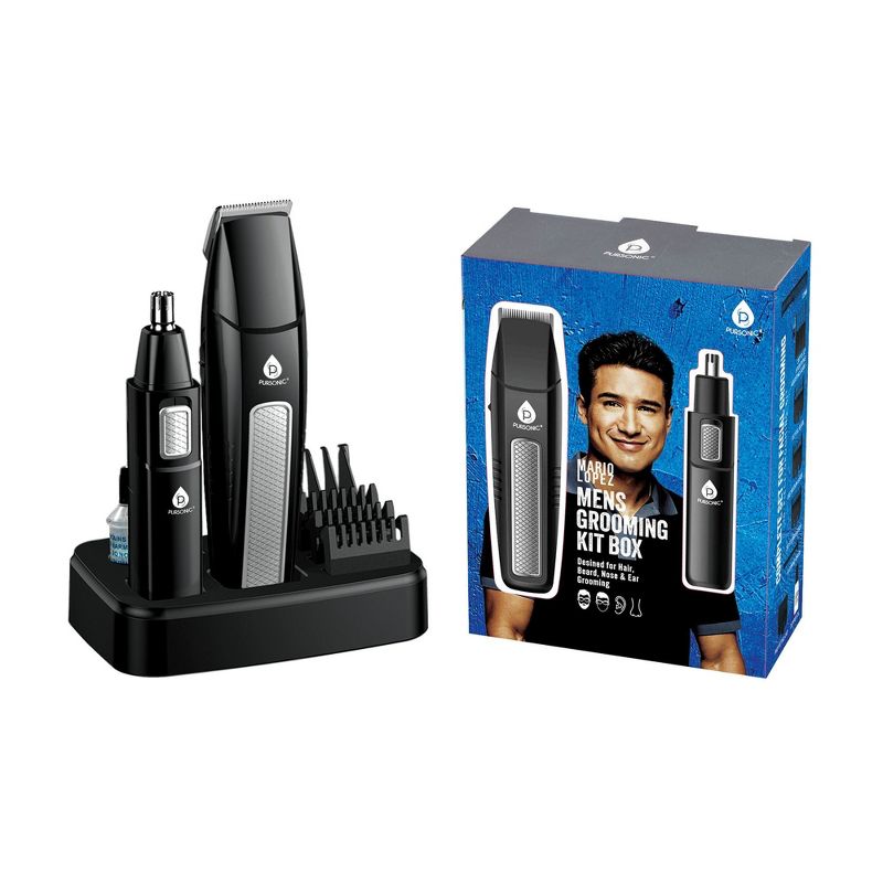 Pursonic - Mario Lopez Mens Grooming Kit , Designed for Hair, Beard, Nose & Ear Grooming, 10 Piece Grooming Kit