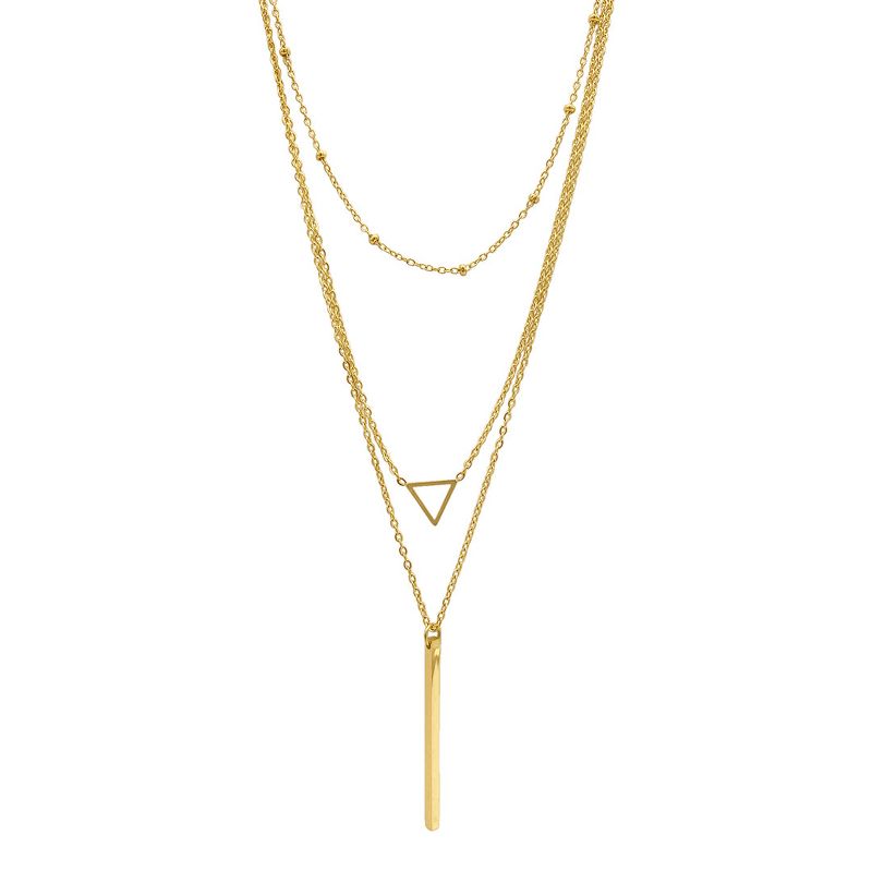 Adornia Tarnish Resistant 14k Gold Plated Layered Pendant Necklace Set