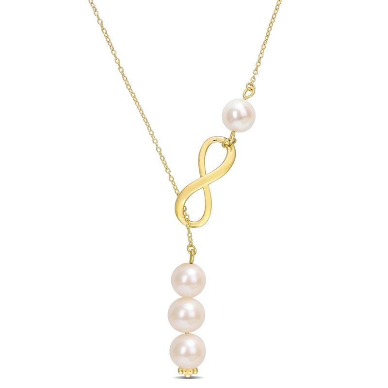 EVERLY JEWELRY | 18K Gold Plated Sterling Silver Cultured Freshwater Pearl Necklace With Chain