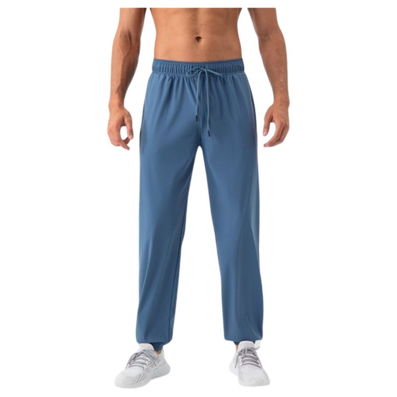 Anna-Kaci Active Men's Lightweight Stretch Lounge Pants with Adjustable Drawstring Waist and Straight Leg Fit - Small, Blue