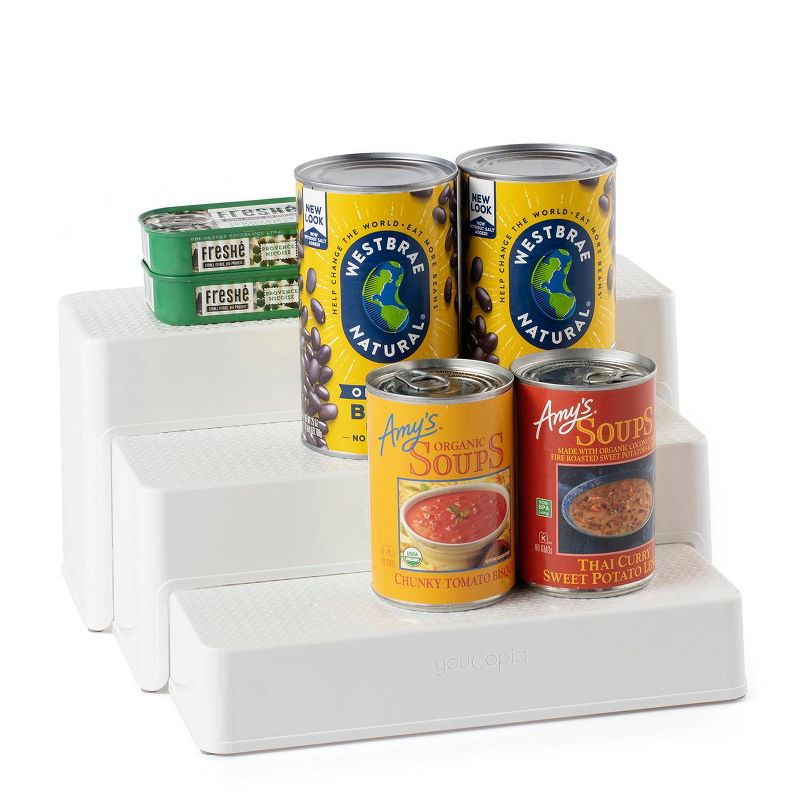 YouCopia ShelfSteps 3 Shelf Can Organizer: Non-Slip Pantry & Cabinet Storage, Multicolor, Freestanding Kitchen Organizer