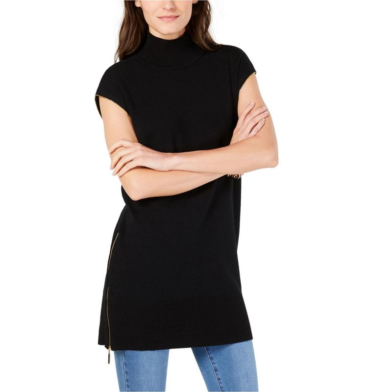 I.N.C International Concepts Womens Zipper Tunic Sweater, black, X-Large