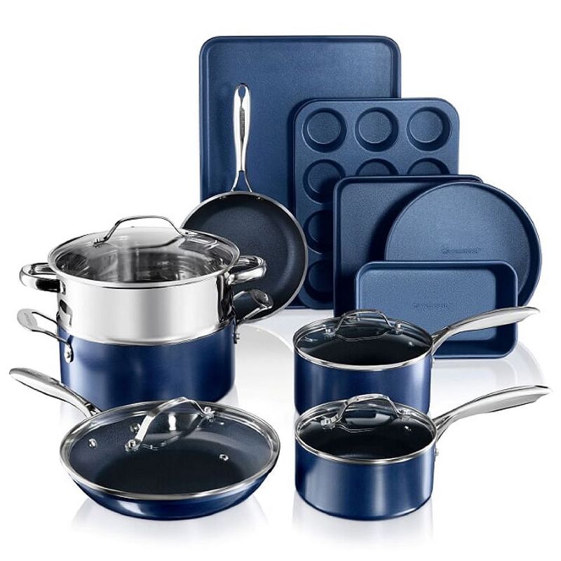 Granitestone Blue 15 Pc Nonstick Cookware Set and Bakeware Set