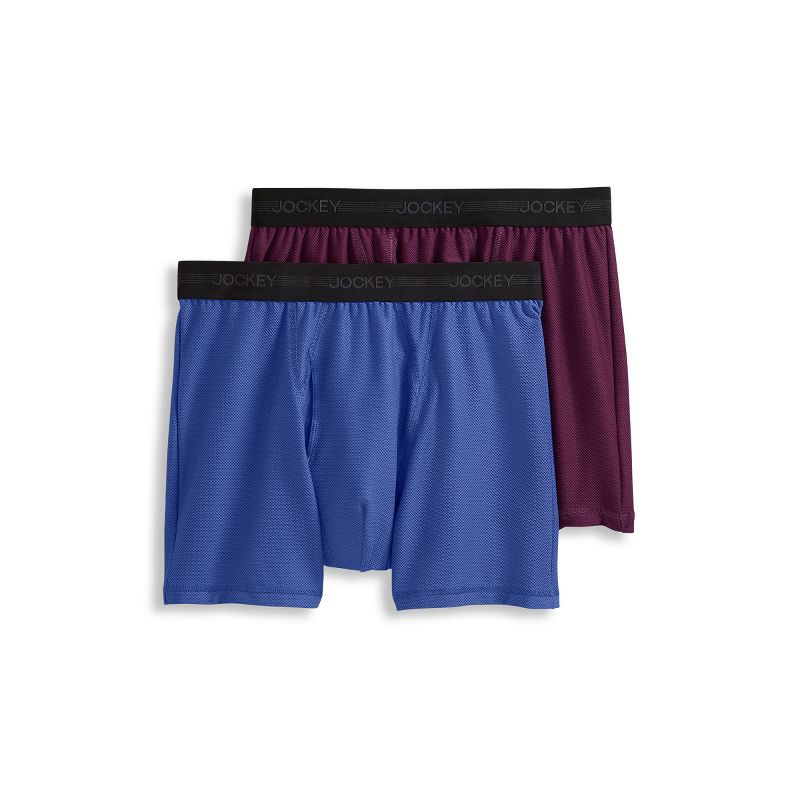 Jockey Men's Ultimate Freedom Boxer Brief - 2 Pack S Nordic Blue/Grape Wine