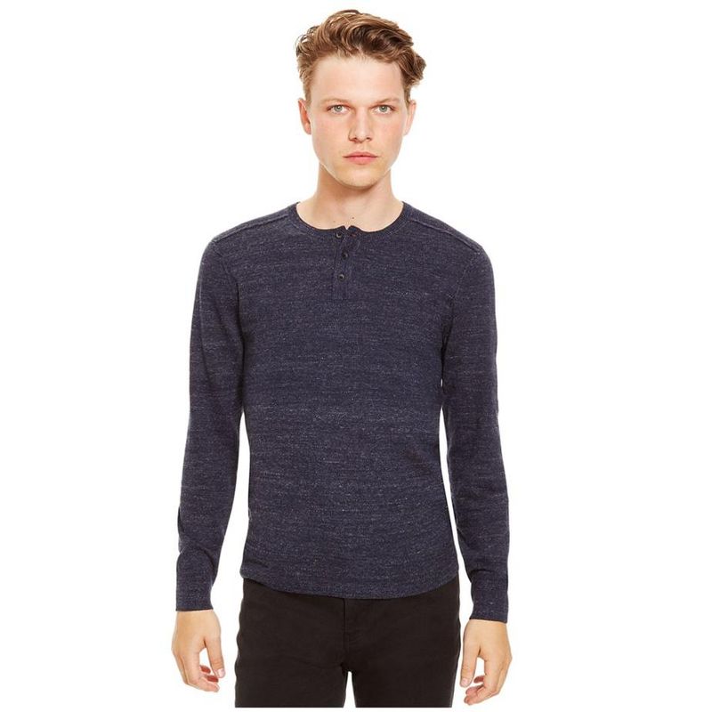 Kenneth Cole Mens Marled Slub Pullover Sweater, 482indigo, XX-Large