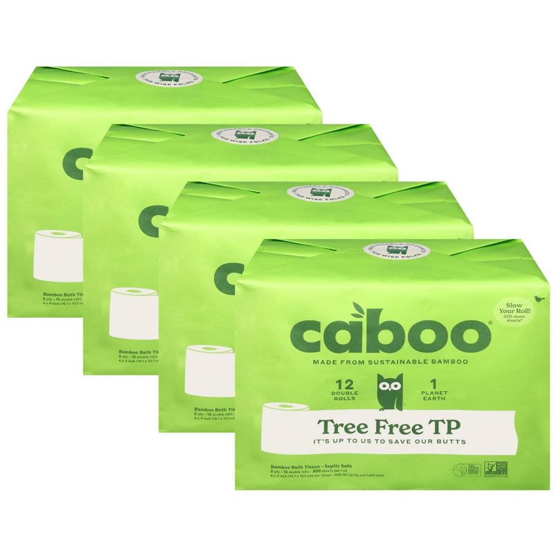 Caboo 300 Sheet Bamboo Bath Tissue - Case of 4/12 ct