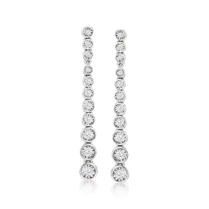 Ross-Simons Jewelry 0.50 ct. t.w. Bezel-Set Diamond Drop Earrings in Sterling Silver
