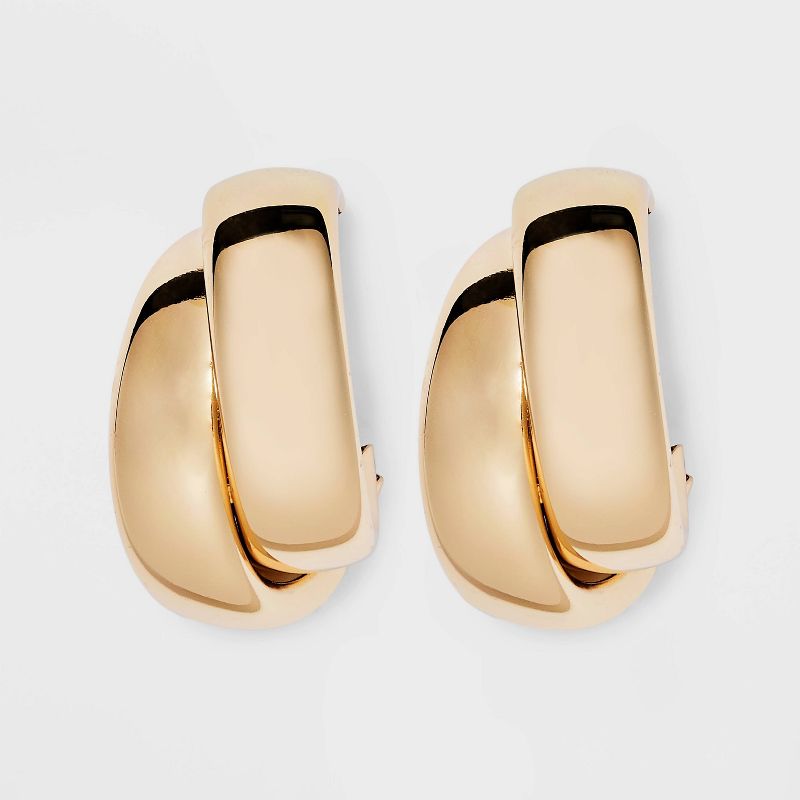 Double Illusion Hoop Earrings - A New Day™ Gold: Nickel-Free Metal, Leverback Closure, 1.4" Length, 0.67 oz Weight