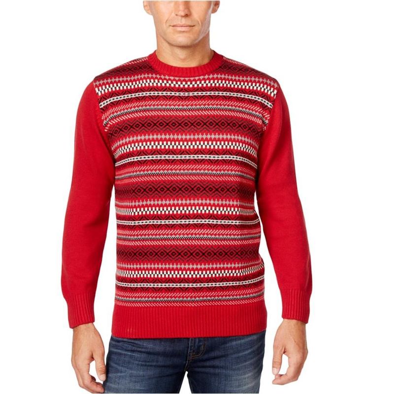 Weatherproof Mens Vintage Fair Isle Knit Sweater, red, XX-Large