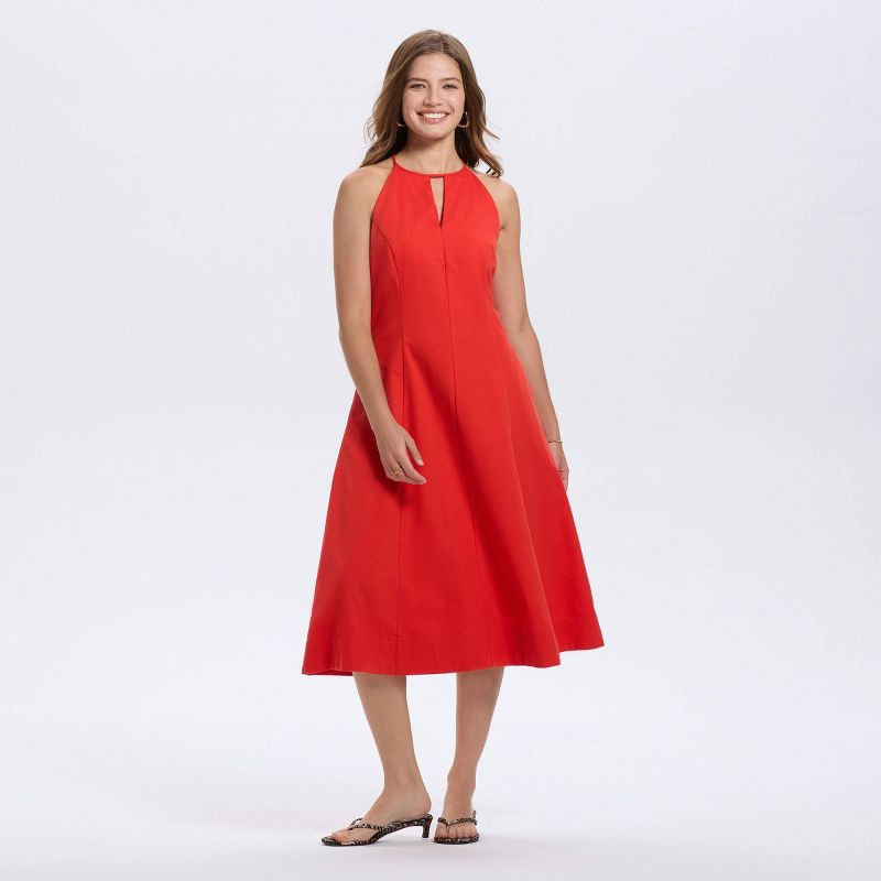 Women's Sleeveless Midi A-Line Dress - A New Day™ Geranium Red M