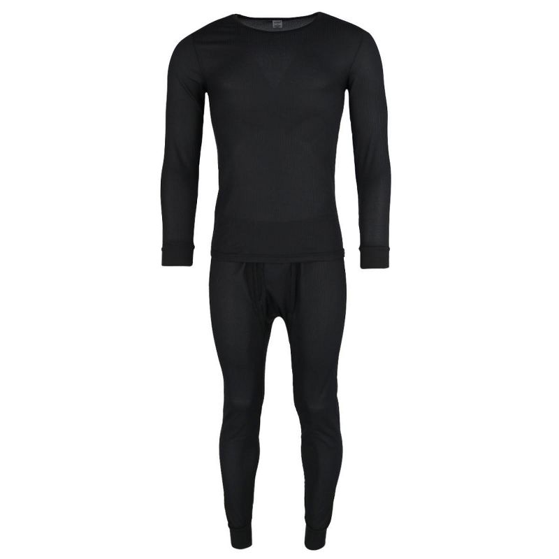 Knocker Men's Long Thermal Underwear Set, Large, Black