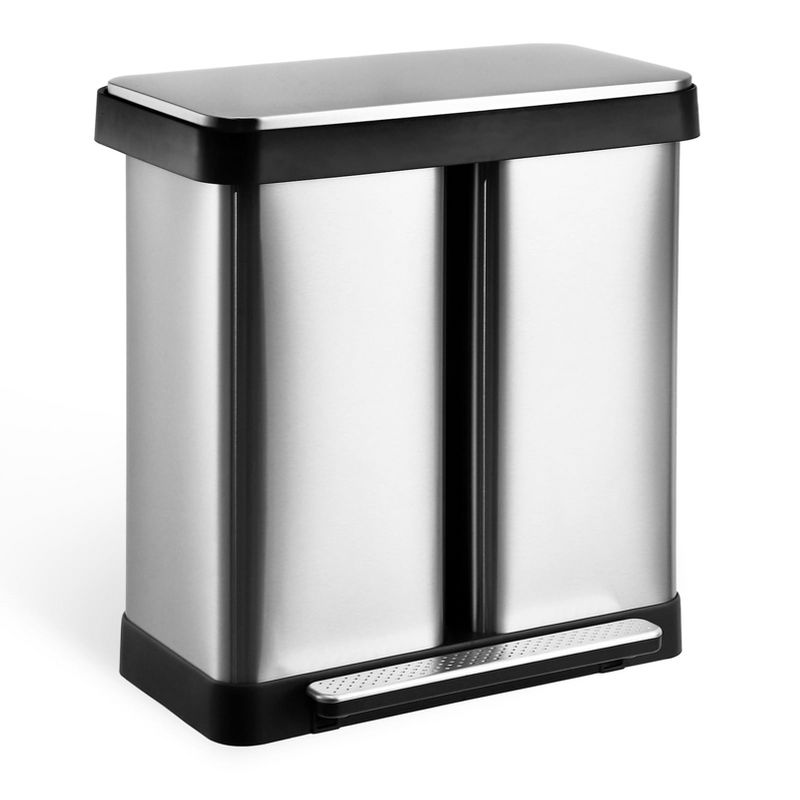 GOCAPTAIN Dual Compartment Kitchen Trash Can 19 Gallon ¨C 2x36L Stainless Steel Step Garbage & Recycling Bin ¨C Soft-Close Lid ¨C Fingerprint-Proof