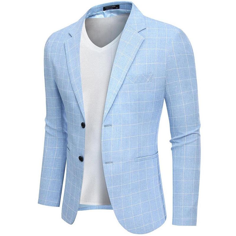 COOFANDY Men's Blazer Casual Slim Fit Sport Coats Two Button Lightweight Suit Jacket Clear Blue XL