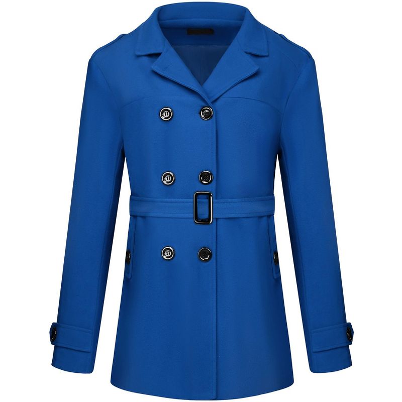 Lars Amadeus Men's Middle Length Double Breasted Notch Lapel Belted Pea Coats Blue Medium