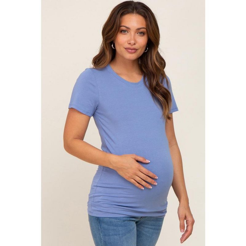 PinkBlush Blue Basic Crew Neck Maternity Tee Blue Extra Large