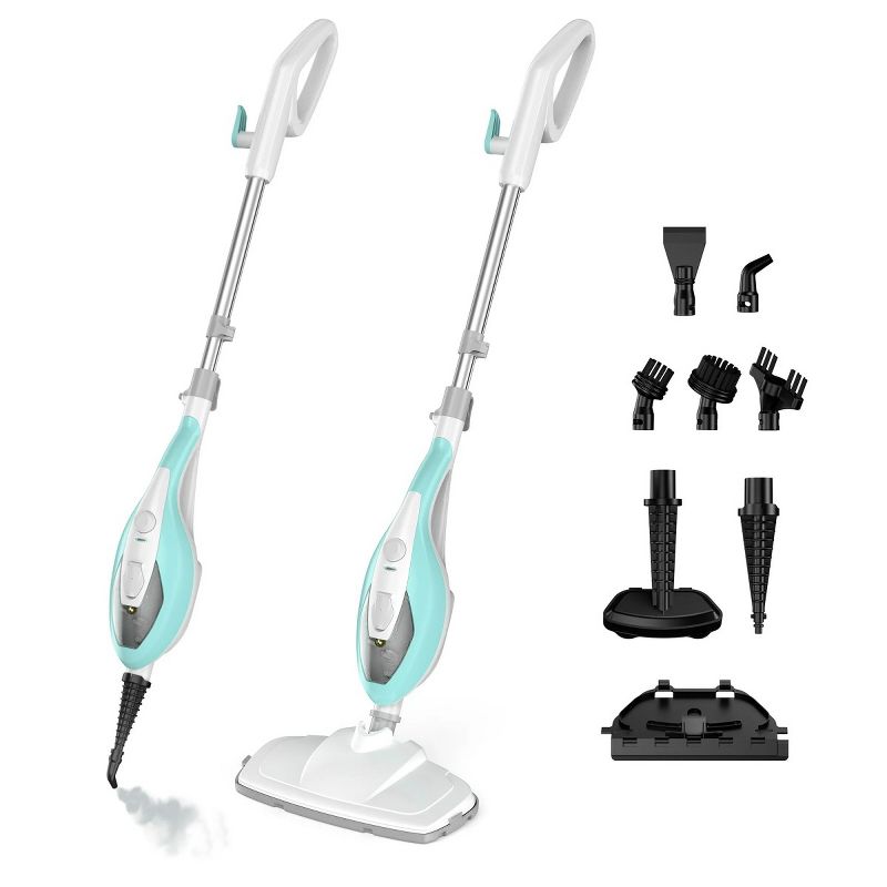 FONTOI Cleaning Tools and Accessories 10-in-1 Steam Mop, 2 Washable Pads, Detachable Handheld Cleaner for Floor Cleaning, Gray, 12.4"*6.89"*47.24"